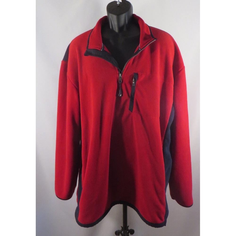 Mens Nautica Fleece 1/4 Zip Pullover Red Black Size XXL
